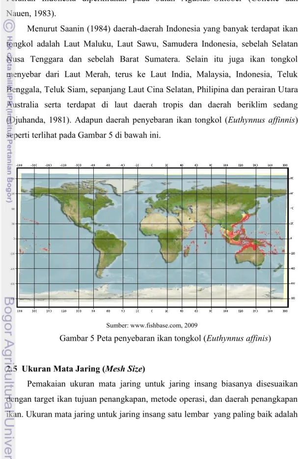 Gambar 5 Peta penyebaran ikan tongkol (Euthynnus affinis) 