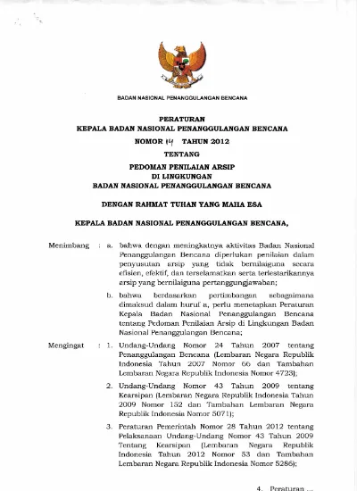 BADAN NASIONAL PENANGGULANGAN BENCANA