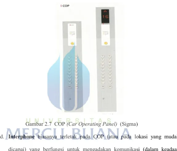 Gambar 2.7  COP (Car Operating Panel)  (Sigma)      