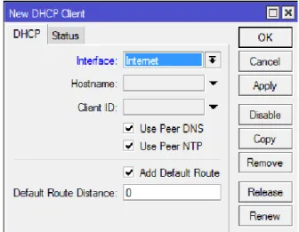 Gambar 4.8 Konfigurasi untuk DHCP client 