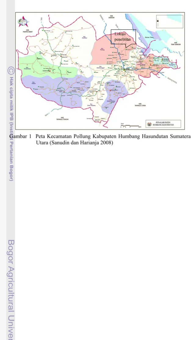 Gambar 1  Peta Kecamatan Pollung Kabupaten Humbang Hasundutan Sumatera  Utara (Sanudin dan Harianja 2008) 