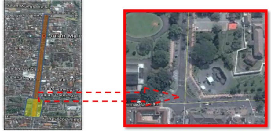 Gambar 1.2. Peta Malioboro dan Ruang Publik                                                                                                               di koridor ujung selatan Jalan Malioboro, Yogyakarta 