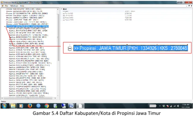 Gambar 5.4 Daftar Kabupaten/Kota di Propinsi Jawa Timur  -  MENAMPILKAN DATA NAVIGASI PADA TINGKAT KABUPATEN/KOTA  