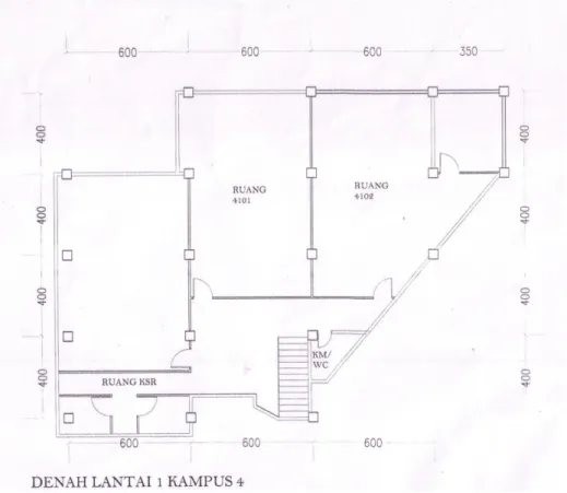 Gambar 1.1 Denah lantai 1 kampus 4  ( Sumber Data : UNIKOM centre ) 