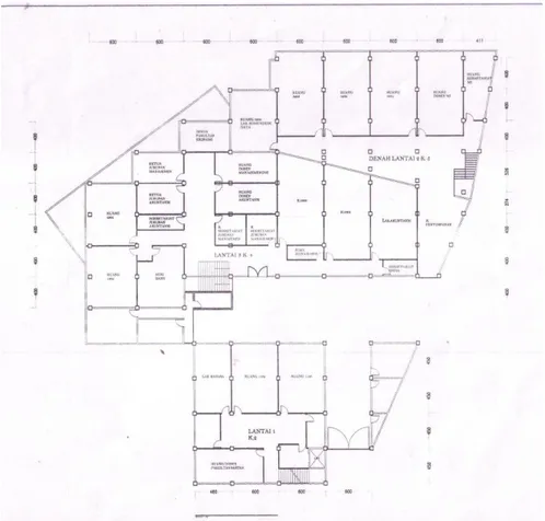 Gambar 1.2     - Denah lantai 2 kampus 5, lantai 3 kampus 4, lantai 1 kampus 2  ( Sumber Data : UNIKOM centre )