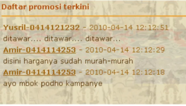 Gambar 9. Sintak SQL untuk melihat daftar pesan. 