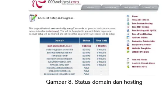 Gambar 8. Status domain dan hosting 