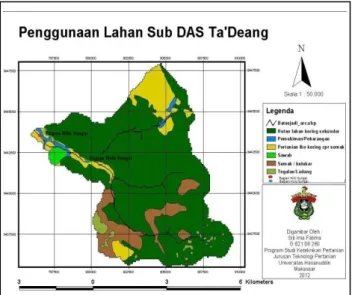 Tabel  1. Penggunaan Lahan pada sub DAS Ta’deang 