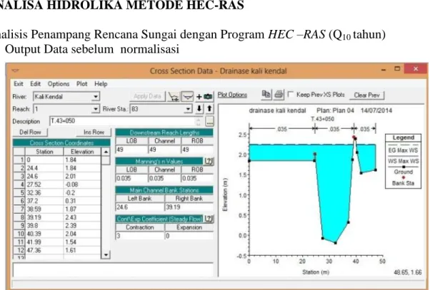 Gambar 6. Penampang melintang STA 83 sebelum normalisasi 