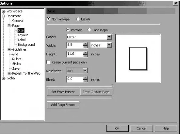 Gambar 1.13. Kotak dialog Page Setup CorelDRAW