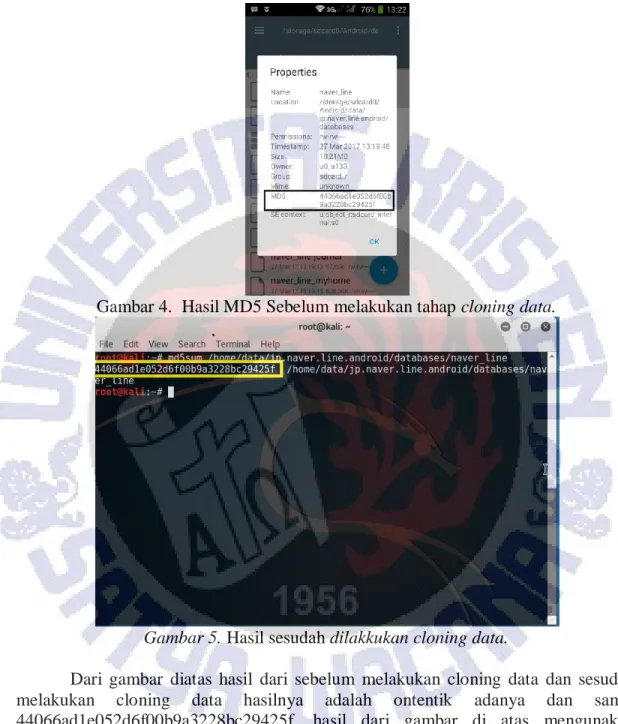 Gambar 4.  Hasil MD5 Sebelum melakukan tahap cloning data.