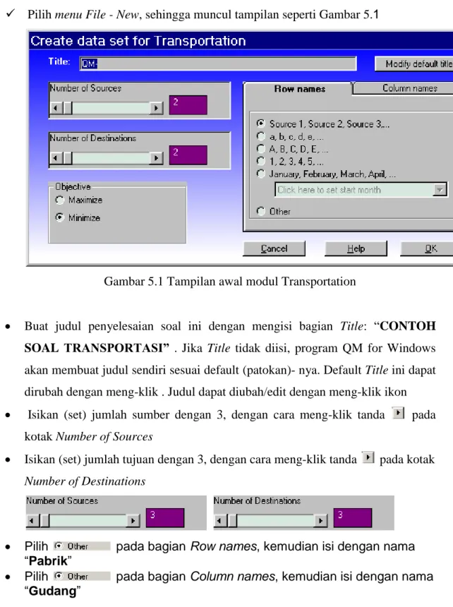 Gambar 5.1 Tampilan awal modul Transportation 