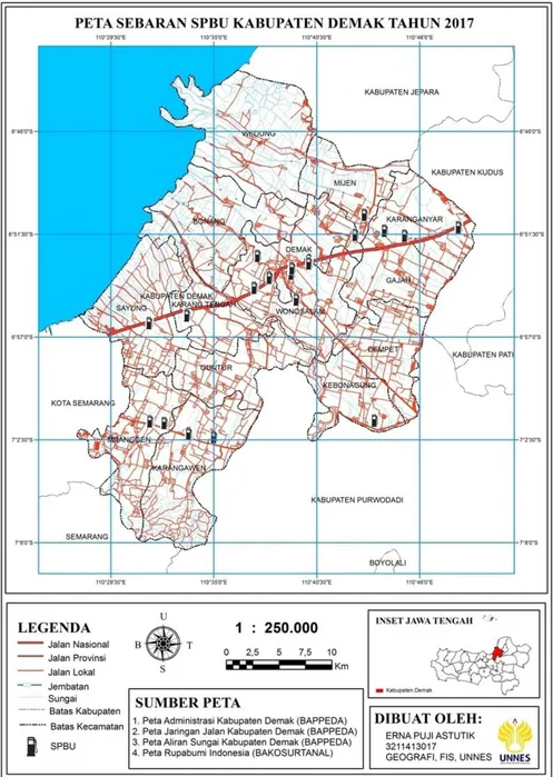 Gambar 1. Peta Sebaran Lokasi SPBU di Kabupaten Demak Tahun 2017 