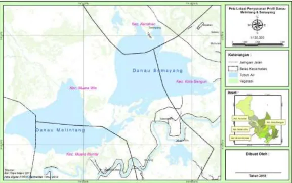 Gambar  Peta Lokasi Penelitian Di Danau Semayang  Metode Pengumpulan Data 