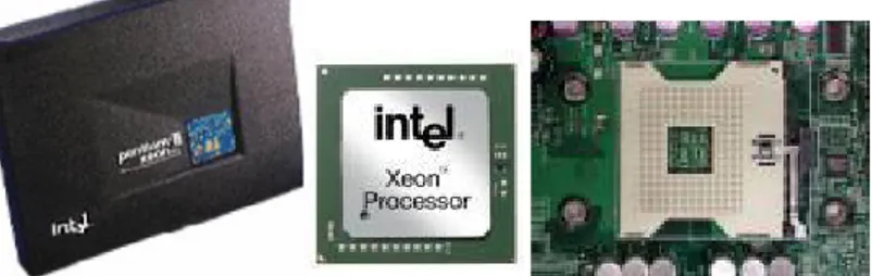 Gambar 2. 11. Prosesor Intel Xeon package SECC2 untuk slot 2 dan Intel Xeon dengan socket  603
