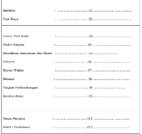 Gambar 1. Format Tabel Pendataan  b.  Verifikasi dan penilaian arsip 