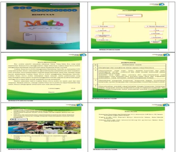 Gambar 1. Hasil dan cuplikan media pembelajaran LKS yang dikembangkan 