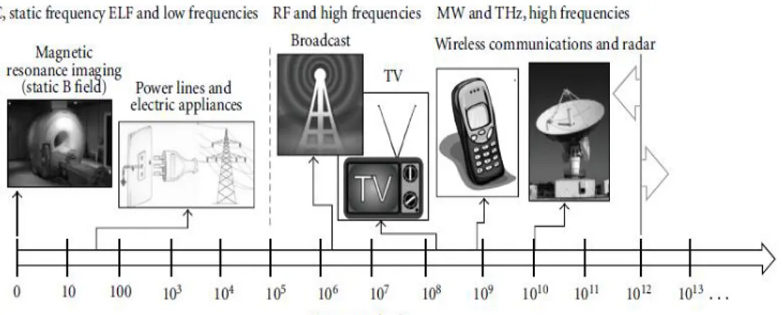 Gambar 1. Spektrum elektromagnetik ionisasi dan non ionisasi (Sumber: Consales  et al., 2012)