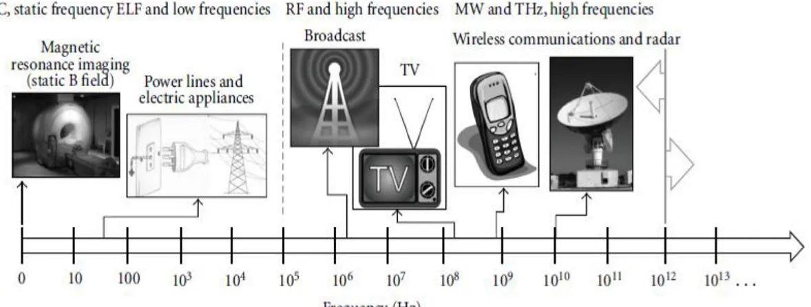Gambar  1.  Spektrum  elektromagnetik  ionisasi  dan  non  ionisasi  (Consales  et  al.,  2012)
