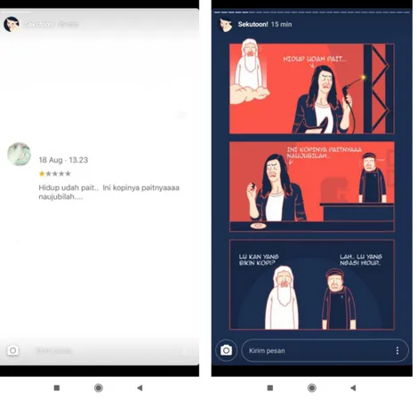 Gambar 4. Cara Sekutu Kopi menanggapi feedback pelanggan   (Sumber: Instagram Sekutu Kopi,2019) 