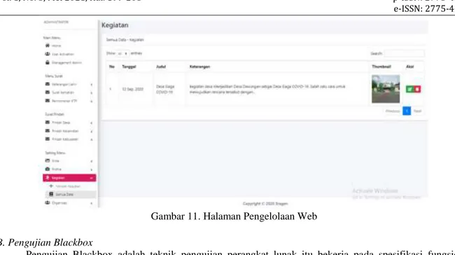 Gambar 11. Halaman Pengelolaan Web 