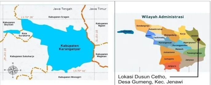 Ilustrasi Peta Kabupaten dan Kecamatan di Karanganyar  Sumber : Bappeda Karanganyar ( 2015) data diolah 