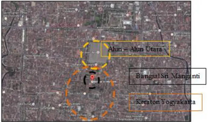 Figur 1. Peta Lokasi Bangsal Sri Manganti  (Sumber: www.maps.google.com, Agustus 2016) 