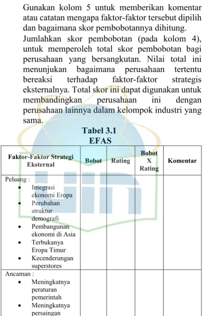 Tabel 3.1   EFAS 