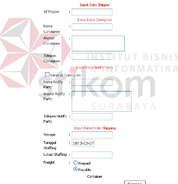 Gambar 4.3 Halaman transaksi Order Shipping