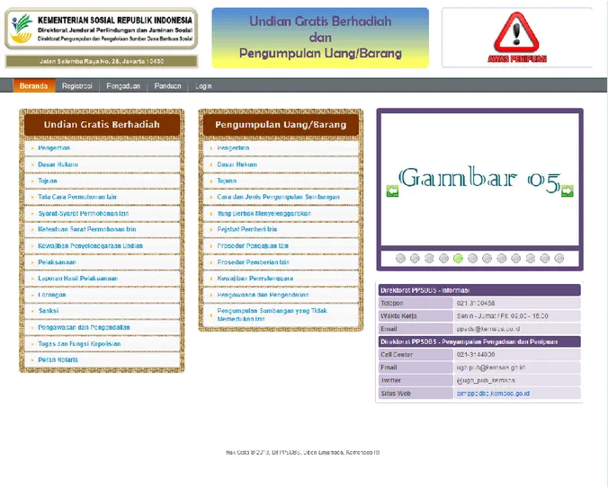 Gambar 2.1. Tampilan awal aplikasi Sistem Online UGB dan PUB 