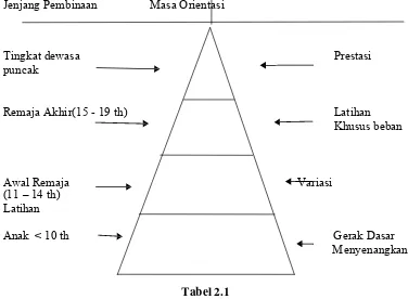 Tabel 2.1 Gambar Piramida latihan berdasarkan usia  
