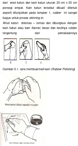 Gambar 3.1. cara membuat ball kain (Rubber Polishing) 