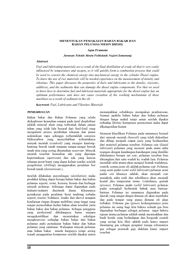 MENENTUKAN PEMAKAIAN BAHAN BAKAR DAN BAHAN PELUMAS MESIN DIESEL Agus ...