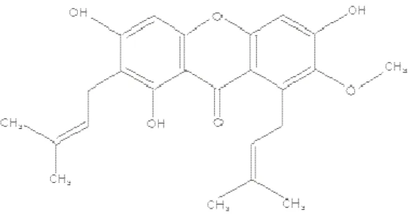 Gambar 1. Struktur Kimia Senyawa Alfa Mangostin. 