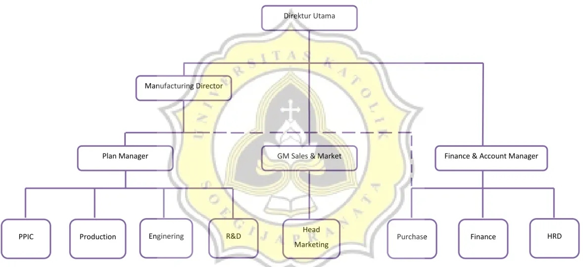 Gambar 1.Diagram Alir Struktur Organisasi di PT Karya Ciptanyata Wisesa Direktur Utama 