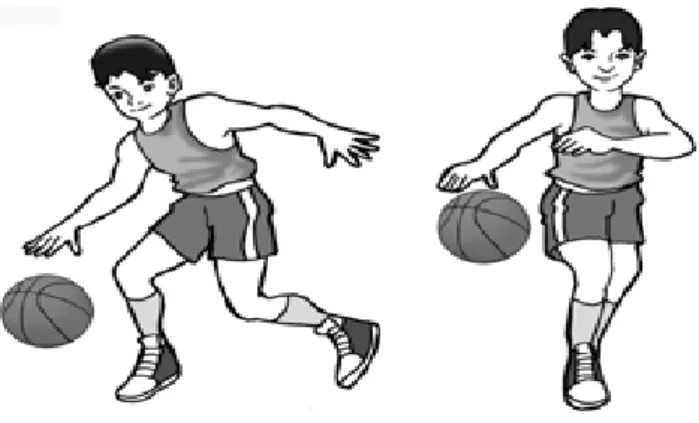 Gambar 2.7 Tehnik Menggiring Bola Basket  3.  Teknik dasar menembak 