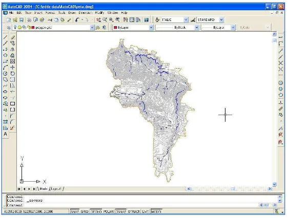 Gambar  8. Proses pembuatan DAS di Auto CAD 