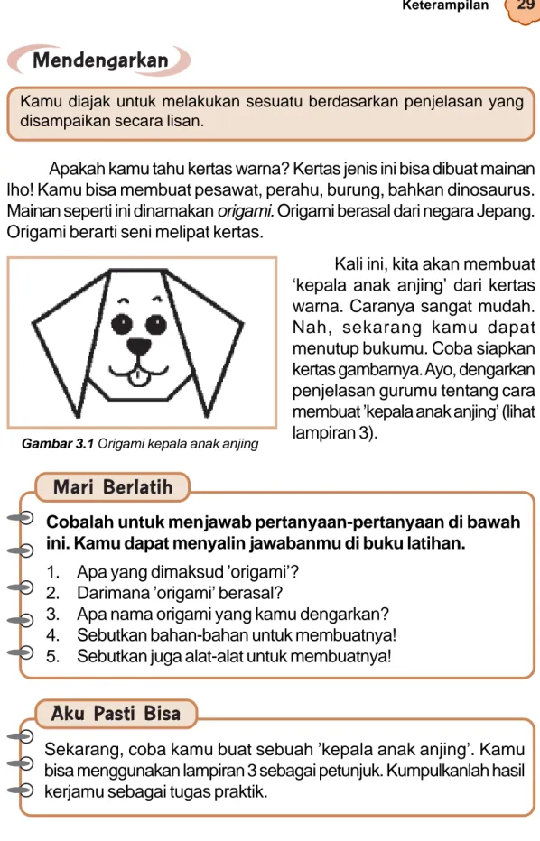 Gambar 3.1 Origami kepala anak anjing