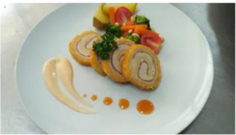 Gambar 23. Tempe chicken roll with soy cheese sauce 