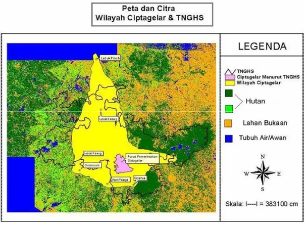 Gambar 3. 2 Peta wilayah Ciptagelar dan TNGHS (Wisudawanto, 2008)                                                              