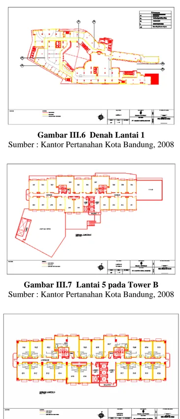 Gambar III.7  Lantai 5 pada Tower B  Sumber : Kantor Pertanahan Kota Bandung, 2008 