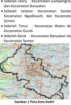 Gambar 1 Peta Kota Kediri  (Sumber : Ina-Geoportal, 2015) 