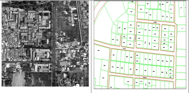 Gambar III.3. Peta Orthofoto dan peta pendaftaran tanah BPN  sumber data : BPN Kota Tangerang 