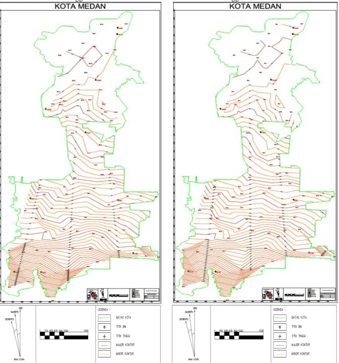 Gambar 4. Peta Tinggi Normal Kota Medan  Gambar 5. Peta Tinggi Ortometrik berdasarkan   PPS 002 Kota Medan 