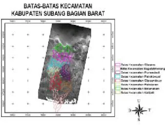 Gambar 11. Ilustrasi Batas Kecamatan Kabupaten Subang bagian Barat  4.2  Digitasi Lahan Sawah 