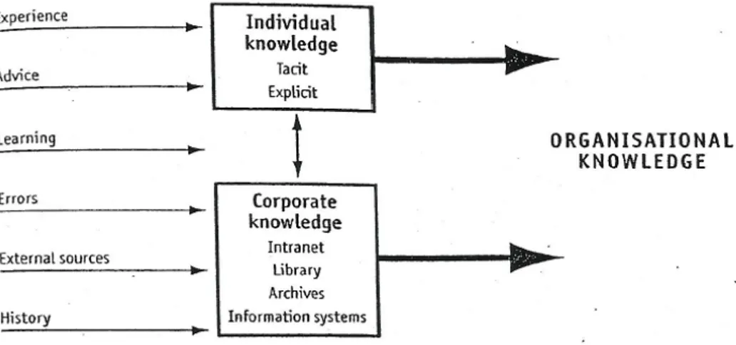 Gambar 2.2 Sumber pengetahuan dari organisasi (Debowski, p.19) 