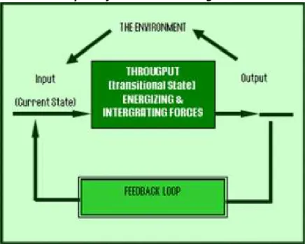 Gambar  diatas  menunjukkan  bahwa  organisasi  dapat  dilihat sebagai  sistem  terbuka  (open  systems)  yang  dipengaruhi  oleh lingkungannya  dan  melalui  serangkaian  kegiatan  akan mentransformasikan input ini menjadi output (input to other system) u