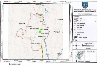 Gambar. 4: Peta Kota Slawi di Peta Kabupaten Tegal  