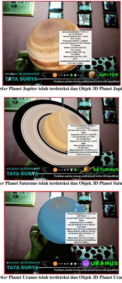 Gambar 14 Marker Planet Jupiter telah terdeteksi dan Objek 3D Planet Jupiter ditampilkan 