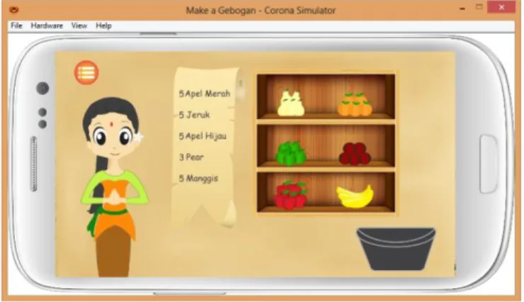Gambar 7.Scene BerbelanjaAplikasi GameGebogan pada Emulator 